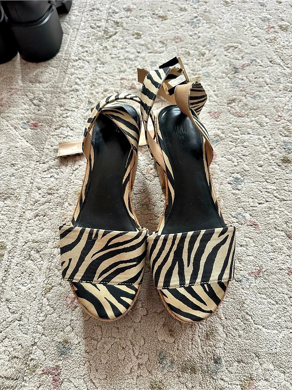 H&M Zebra Print Wedge Sandals